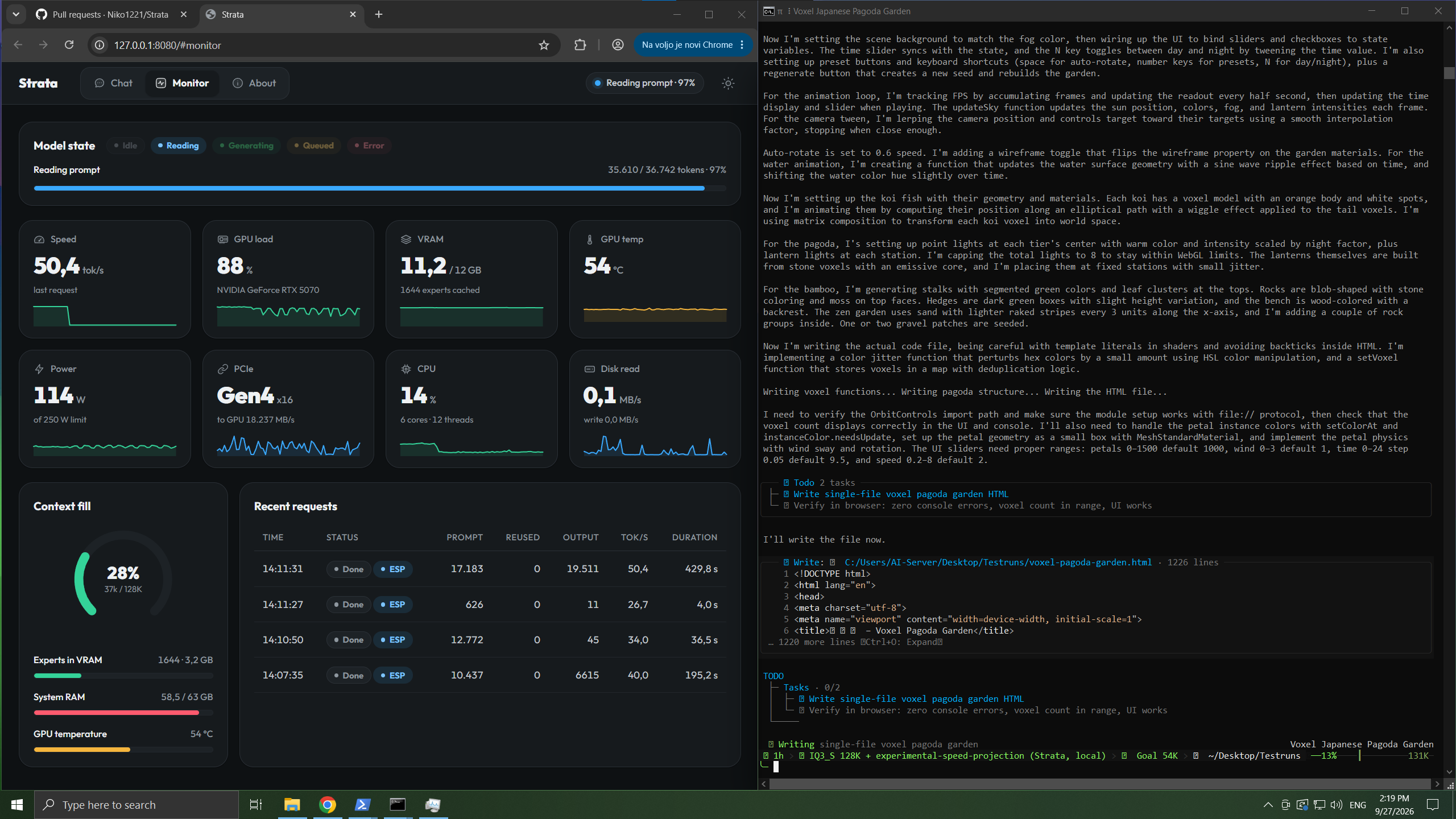作者提供的 Strata Monitor 與程式代理畫面