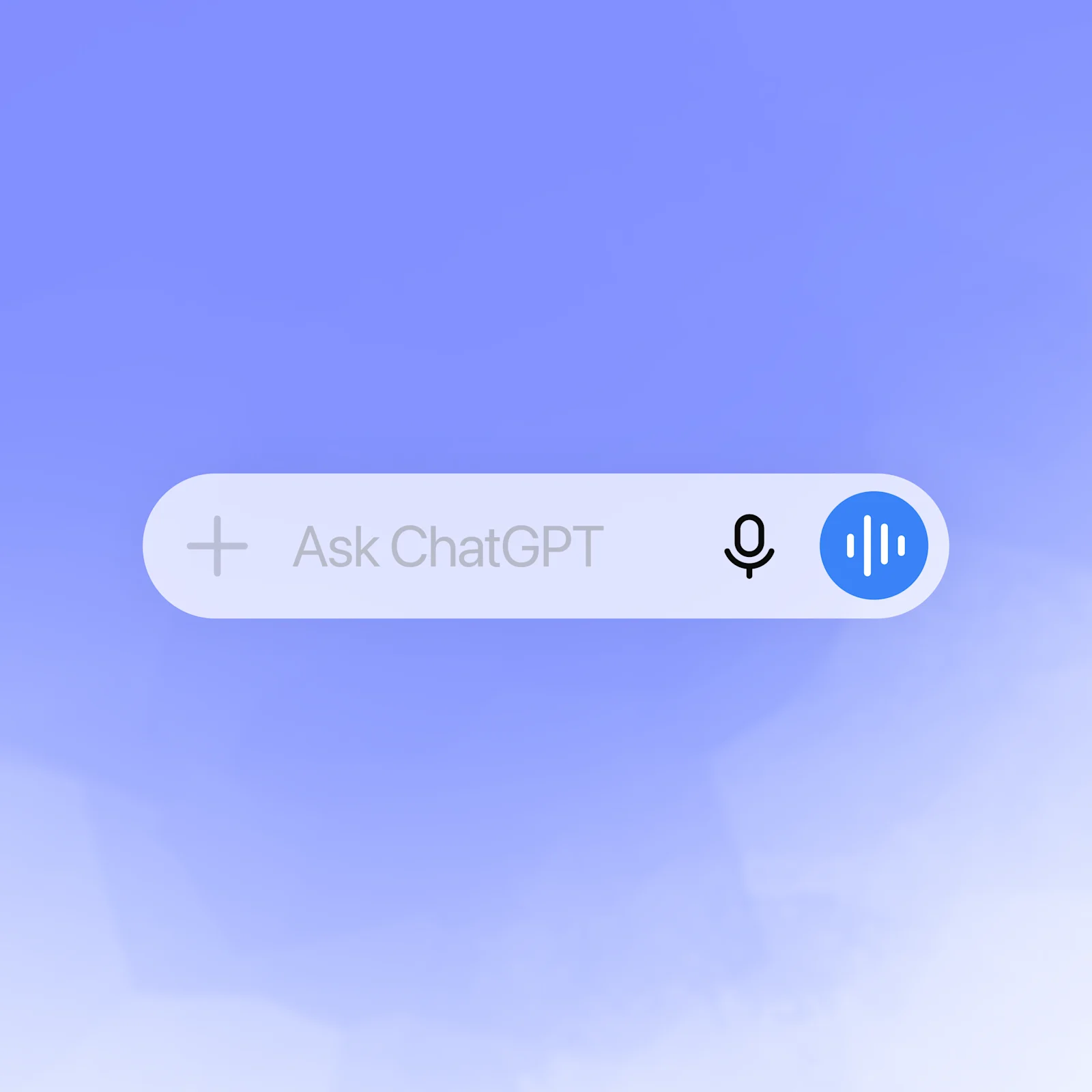 OpenAI 既有 Voice 功能頁的官方入口示意圖,右側藍色波形按鈕用來開始語音對話。這不是 GPT-Live-1.1 新介面截圖,也不是本站實測。